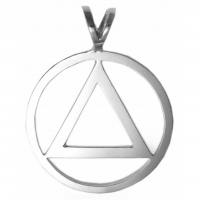 Large Smooth Clean Circle Triangle Pendant Sterling Silver - Click Image to Close